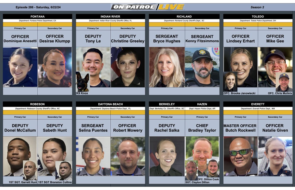TrueRedWave's tweet photo. Tonight’s #OPLive #OnPatrolLive lineup: https://t.co/efcDxWM3DW