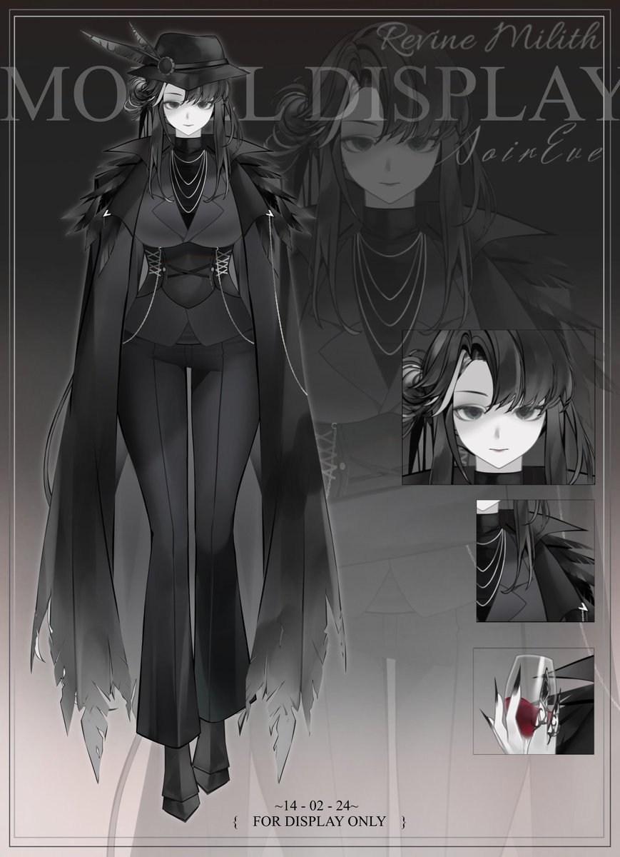 revinemilith's tweet image. 🐦‍⬛| Reference Sheet &amp;amp; Vtuber Model Reveal | 🐦‍⬛

I'm Revine Milith, a retired crow mercenary who may or may not own an intelligence agency-

Previously a PNGtuber, now with my own model! You should watch me when I come back

Model Art: @Soir_26 
Reference Sheet: @alexmaow