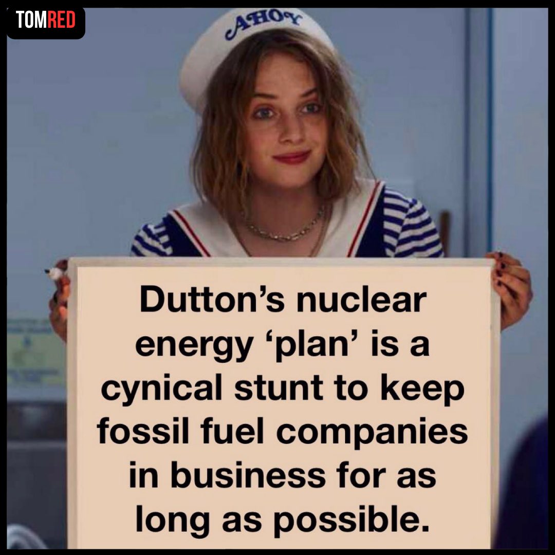 TomRed43's tweet photo. Under Dutton’s plan, nuclear energy would go from being 0% of our current energy mix, to around 4%. Over the same time, gas would go from being 5% of our current energy mix, to 55%. It’s not a nuclear plan, it’s a gas plan. #insiders https://t.co/6ONQc50dsJ
