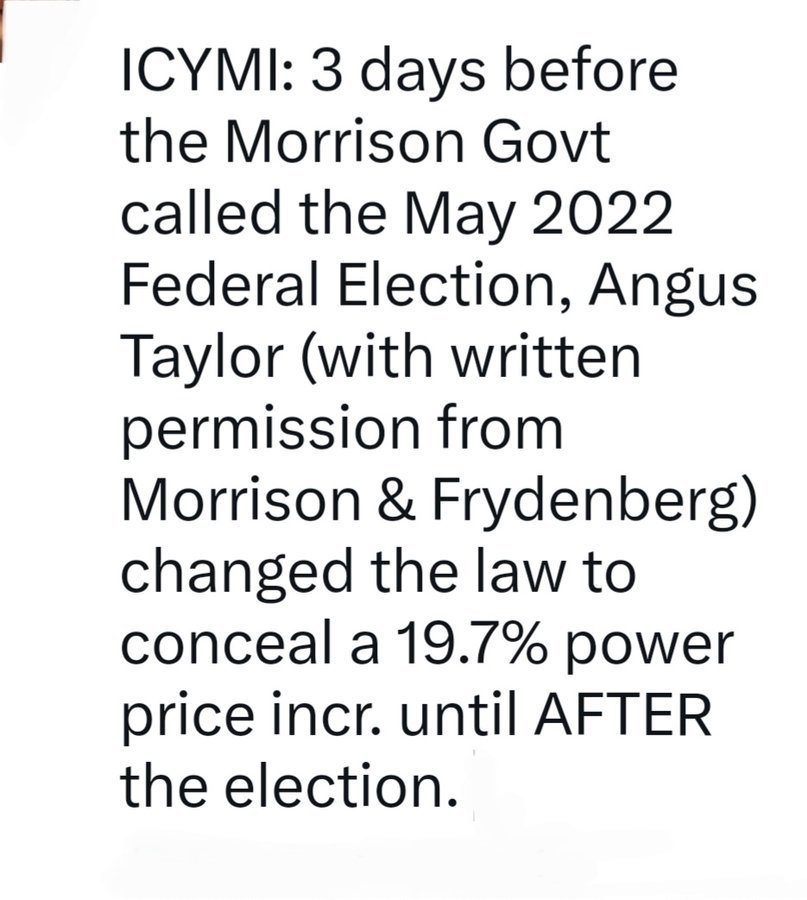RupertsConscie1's tweet photo. Same people who promised us $550 energy bill savings at 3 elections and then hid huge future energy bill price rises at the 2022 election, now say they will deliver consumers cheaper energy bills. 🤔🤔

You can't trust the #LNPNeverAgain 

#insiders #Auspol https://t.co/1qpF6xL0AM