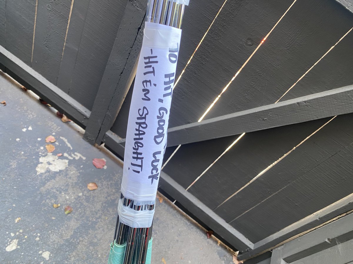 Number1DadPlus1's tweet photo. Just dropped off a set of blades to goodwill w/ a note that says “blades are hard to hit, good policy and hit ‘em straight” #golf #goodwill #blades #SanDiego https://t.co/X3P0Lpd1bN