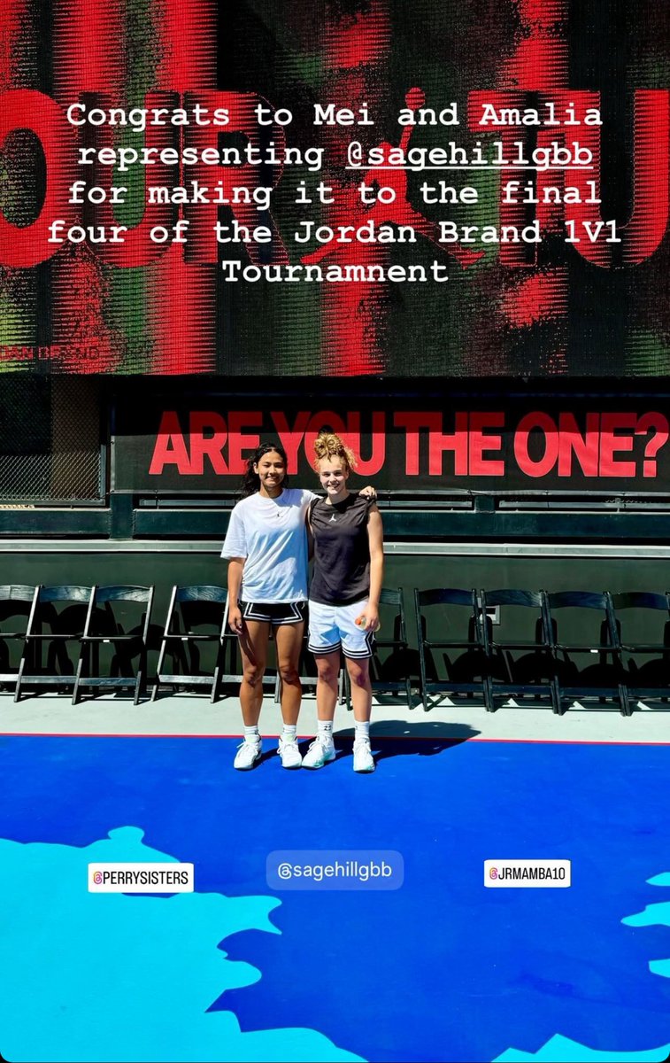 Congrats to Mei &amp; <a href="/Amalia251424/">Amalia Holguin</a> representing <a href="/sagehillgbb/">Sage Hill GBB</a> for making it to the final four of the Jordan Brand 1v1 Tournament