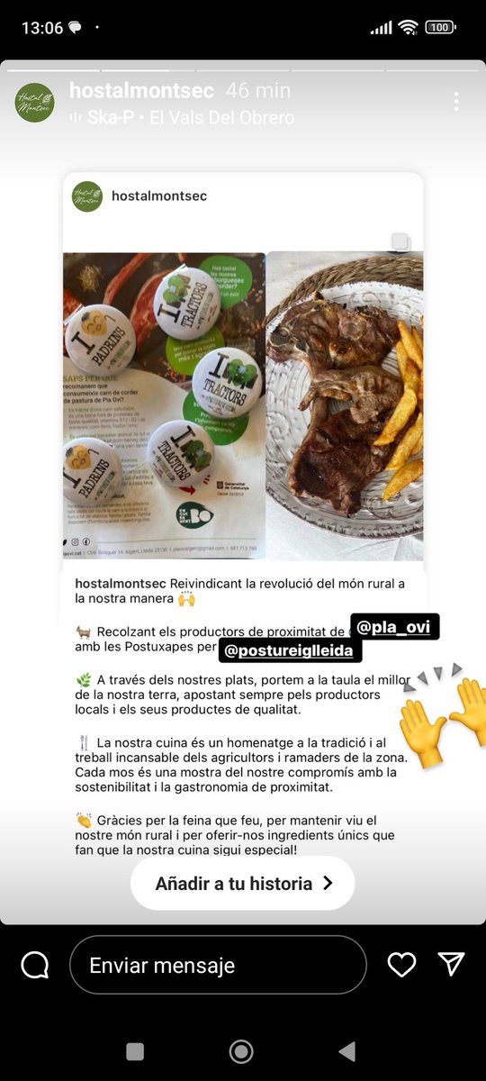 PlaOvi5's tweet photo. Gràcies a vosaltres per apostar pels petits productors del territori😍😍 @PostureigLleida #hostalmontsec #labotigueta #plaovi #corderdepastura #productedeproximitat #postuxapes https://t.co/6MWrmVjqyc