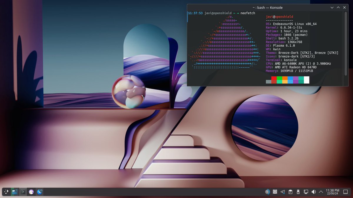 4Sentinell's tweet image. Bueno, aprovechando que mi PC me ha empezado a fallar, decidí pasarme un rato a Arch Linux, de la mano de la siempre amigable #EndeavourOS. Eso, en el proceso de instalación le puse un Kernel LTS.  Definitivamente se mueve muy bien con plasma 6. 

Veremos.

#GNULinux