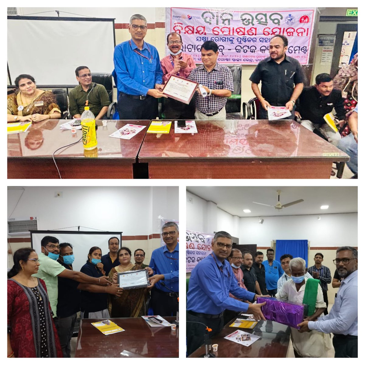 TbDivision's tweet photo. Shri KK Tripathy-Economic Advisor expressed his support &amp; commitment for PwTB during his visit to Odisha. He Became Ni-kshay Mitra under #PradhanMantriTBMuktBharatAbhiyaan &amp; distributed food kits to PwTB at Cuttack. He also felicitated Rotary Club for the continued support. https://t.co/VbDCZMFKKK