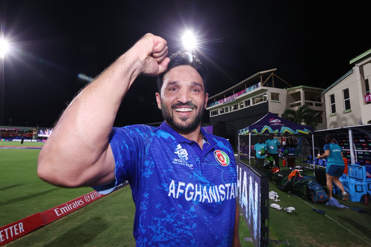 ICC's tweet photo. A famous night for Afghanistan🥳

#T20WorldCup #AFGvAUS https://t.co/H32KXK4PaG