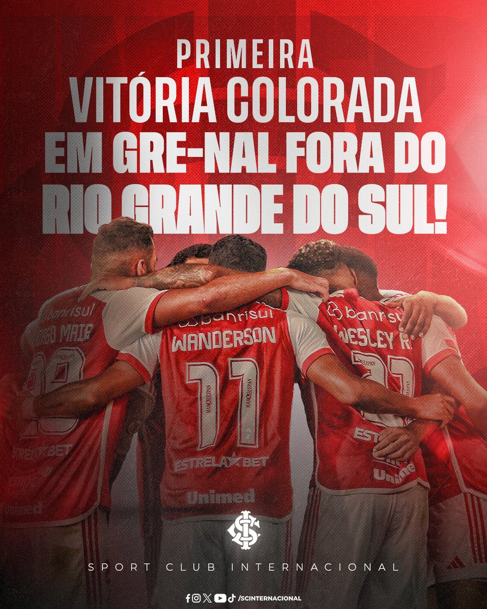 SCInternacional's tweet photo. Segue tua senda de vitórias! 🤩

No primeiro Gre-Nal disputado em território brasileiro fora do Rio Grande do Sul, venceu quem leva vantagem no clássico desde 1945. 🇦🇹👏

A história diz quem somos. O presente mostra o que queremos. Por nossos objetivos, vamos juntos! ❤️