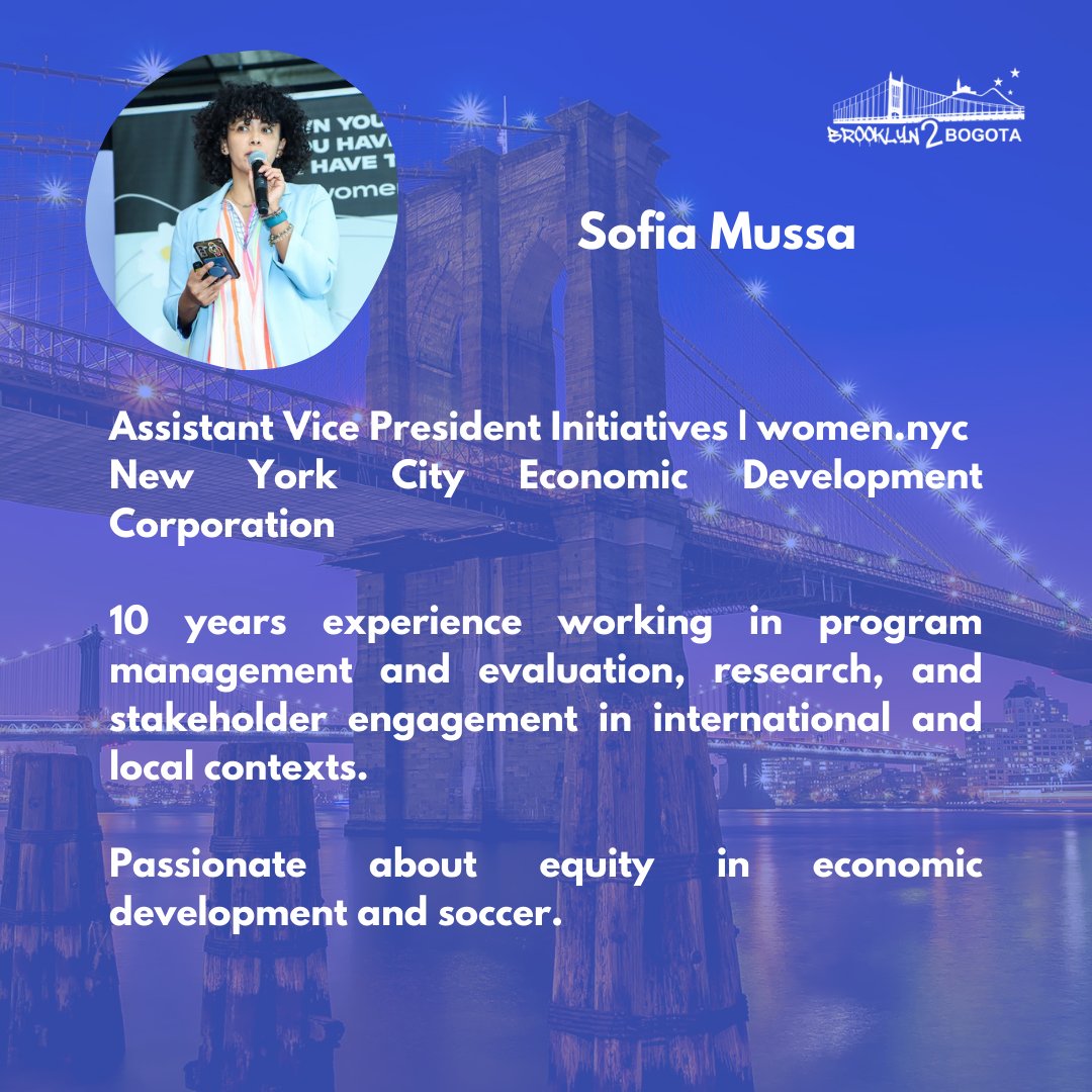 Gracias a cada speaker de nuestro evento. 

Sofía Mussa gracias por contarnos sobre todas las oportunidades que tiene el ecosistema de Nueva York y women.nyc.

brooklyn2bogota.com