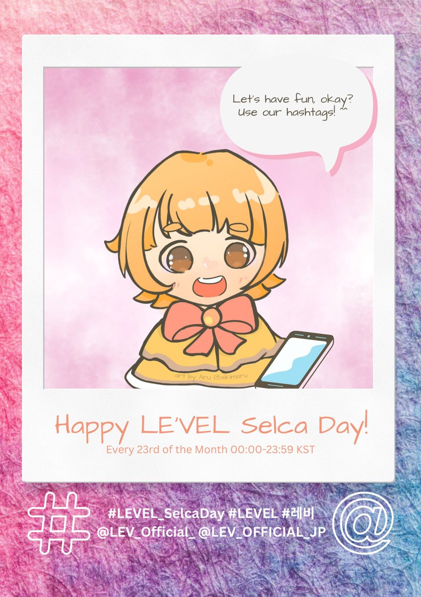 LEVGlobal's tweet photo. HASHTAG EVENT: LE'VEL Selca Day 🥳
📆 240623 SUNDAY
⏰ Until 23:59KST
Let's liven up our day and celebrate our day of the month by posting your selca entry with our tags! 🥰
©️ art by xikimaru_
#LEVEL_SelcaDay #LEVEL #레비
@LEV_Official_ @LEV_OFFICIAL_JP https://t.co/ghzO1Y2LZp