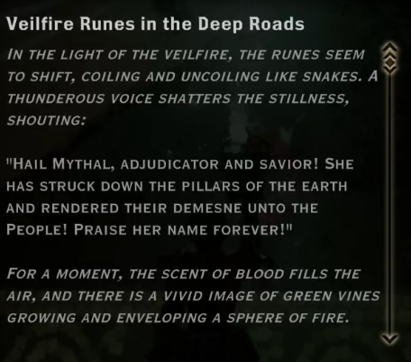 DJShepherd's tweet photo. What did Mythal do?  She 'killed' the Titans.  She unleashed an anger that could ruin the world.  She may of been the best of them but she was not without her own transgressions. #DAI #Trespasser #DAV #DATV #Mythal #Deeproads https://t.co/FP14FaeEf9