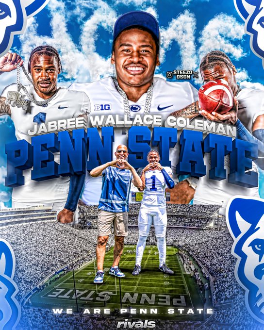 BREAKING:  4⭐️RB Jabree Coleman (<a href="/ColemanJabree/">Jabree Coleman</a>) has committed to Penn State. The Imhotep Charter standout is the No. 125 player nationally according to <a href="/Rivals/">Rivals</a>. 

A big pickup for James Franklin and Ja'Juan Seider. #WeAre 

READ: pennstate.rivals.com/news/penn-stat…