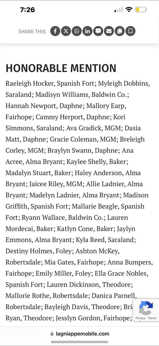 I am thankful to receive honorable mention for the Lagniappe 6A-7A All Area team. <a href="/SaralandSoftba1/">Saraland HS Softball</a>  <a href="/al_alliance_fp/">AL Alliance Fastpitch</a>