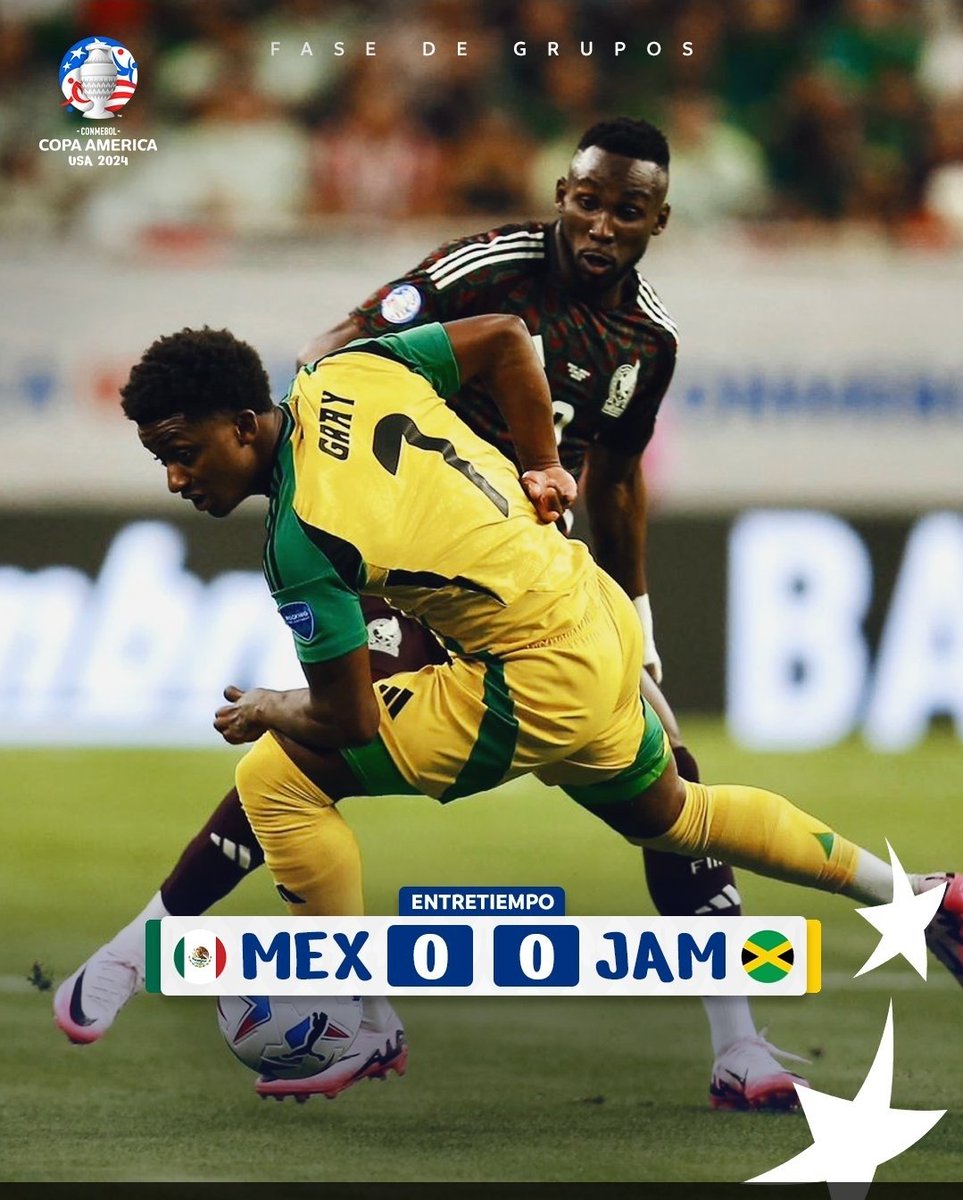 JWFNT's tweet photo. Koniec pierwszej połowy ‼️
Jamajka cały czas bezbramkowo remisuje z Meksykiem. Poza pierwszymi i ostatnimi 10min  Reggae Boys pokazali się z naprawdę dobrej strony, a Meksykanie nie zaprezentowali jeszcze nic specjalnego. Druga połowa cały czas pozostaje bardzo otwartą kwestią 🇯🇲 https://t.co/DW5Eh3mjKw