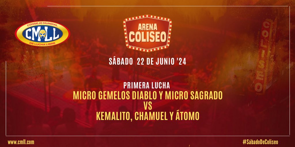 CMLL_OFICIAL's tweet photo. Los Micro Gemelos Diablo y el Micro Sagrado han sido derrotados en la primera batalla de la noche por Kemalito, Chamuel y Átomo. 

#SábadoDeColiseo 
📺 EN VIVO para miembros Leyenda: https://t.co/5P6Lo6oSLQ https://t.co/wug3VJLD3A