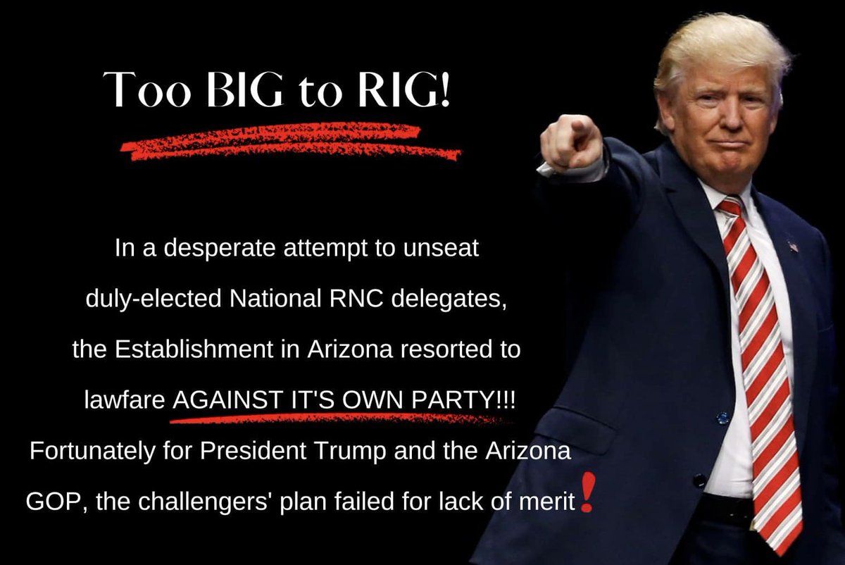 AZTrumpGirl's tweet photo. ‼️Did you know...

There was a coup attempt to have six Arizona duly elected Grassroots MAGA RNC National Delegates removed⁉️

Grab your popcorn 🍿 I will soon release the names of the six Alternate Delegates who submitted FALSE Challenges with the RNC to unseat the six MAGA Delegates.