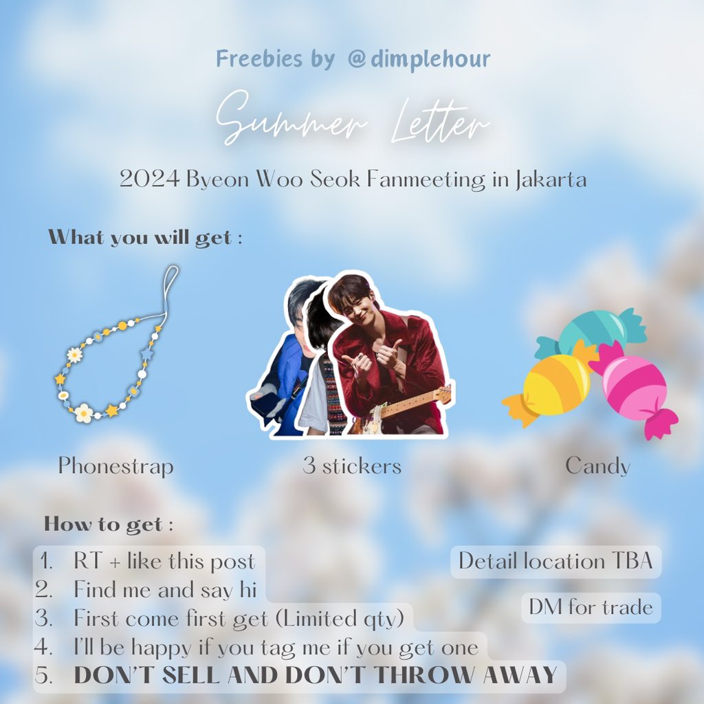 dimplehour's tweet photo. Freebies FM Byeon Woo Seok in Jakarta 🩷

by @dimplehour 

🗓️28 Jun 2024
📍Kasablanka Hall (detail loc TBA)

rules:
- rt + like
- find me &amp; say hi
- dm for trade

See u at venue💕

#ByeonWooSeok #summerletterinjakarta #Summerletterinjkt https://t.co/s12bnz098I