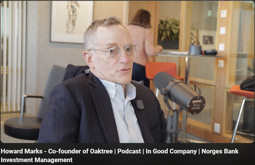 SteadyCompound's tweet photo. If you listen to just one podcast this week, let it be this one.

Howard Marks in conversation with Nicolai Tangen—where brilliant questions elicit a wealth of wisdom and insightful answers.

Dive into a masterclass on investing, risk management, and decision-making.

Here are my key takeaways:

(plenty of Howard Marks wisdom, bookmark it for future)

On risk management:

Risk Control: "Number one, risk control. I believe it's easy to make money in the market. That's especially true in the good years, and most years are good years. The challenge, the real skill, is to make money with the risk under control, so that if it turns out to be a bad year instead, you won't do too badly."

Risk Avoidance: "Sound risk management, first of all, importantly, is not risk avoidance. Risk avoidance usually results in return avoidance. If you want to make a good return, you have to take risk. I put out a memo last week on the subject, and I said, if you want to make money, you have to take risk. But you should not expect to make money just for taking risk. You have to do it skillfully."

Probabilistic Outcomes: "Risk means more things can happen than will happen. It's a very simple statement, but it's very true. And so you have to appreciate the fact that under any set of circumstances, a variety of outcomes are possible, and you should always allow for the vagaries of the future."

Strategic Decision-Making: "Assessing probabilities is very, very important. Structuring your bet, knowing when you have an advantage, knowing when you don't have an advantage... It's not what outcome is likely to happen, but it's is the payoff better for investing in the team that will probably win?"

The limits of knowledge:

Randomness: "Number one, randomness or luck is every place in our business. You're not dealing with physical laws like in physics or in engineering. You're dealing with, in large part, people... Processes which are basically built around people can't be predicted. So, while you can analyze and make informed decisions, there will always be an element of unpredictability."

Cycles: "Well, the world is cyclical, and everybody knows that the market and the economy and politics move cyclically. And nothing moves in a straight line where human behavior is involved. And if you were to count on it doing so, you would get into big trouble."

Illusion of Knowledge: "I wrote a book, a memo in October of 22 called the Illusion of Knowledge. There's a great historian called Daniel Borsten. He says the enemy of knowledge is not ignorance. It's the illusion of knowledge. It's the fallacious belief that you know which stops you from inquiring. So I think that acknowledging that you don't know something is extremely healthy."

Contrarian investing:

Independent Thinking: "I want to stress that I don't think it's a good idea to routinely say, well, what does the consensus think? Let's do the opposite. The process has to be much deeper than that. You have to say, what does the consensus think? What do I think? What's wrong with the consensus thinking? Why did they think that way? What could make the error of their ways exposed?"

Psychological Strength: "If you want to be an exceptional investor, number one, you have to dare to be different. Your portfolio has to be different from other people, or else you can't distinguish yourself. You have to be dare to be wrong, because you have to take on these unpopular positions. And number three, you have to dare to look wrong, because even if you're right, that's probably not gonna be clear for some time. And in that period, you're gonna look wrong out a step, be criticized, feel inadequate. You have to be willing to live with that."

Advice for young investors:

Don't Aim for Perfection: "Due to the prevalence of randomness in the financial world, you can't be an investor satisfactorily if you have to be right all the time...There's nothing you can do in investing that will make you successful every time. If you're right 60% or 70% of the time, you'll be the smartest man in the world."

Embrace the Puzzle: "But investing is a great puzzle with many, many considerations that have to be peeled like an onion... You need to enjoy the process of uncovering information, analyzing trends, and making decisions based on incomplete information."

Learn from Experience: "You have to learn by watching somebody do it right. If you don't have somebody to learn from who does it right, you're probably going to make a lot of mistakes and maybe never catch on to the right way to do it. And you can read books and you can study, but I think that there's nothing like an apprenticeship for imparting the wisdom that's required to be a successful investor."

Ok, it took me quite awhile to put all the top insights together. I hope it helps. If you're into lessons from super investors, share it with others and follow me @SteadyCompound for more in the future.