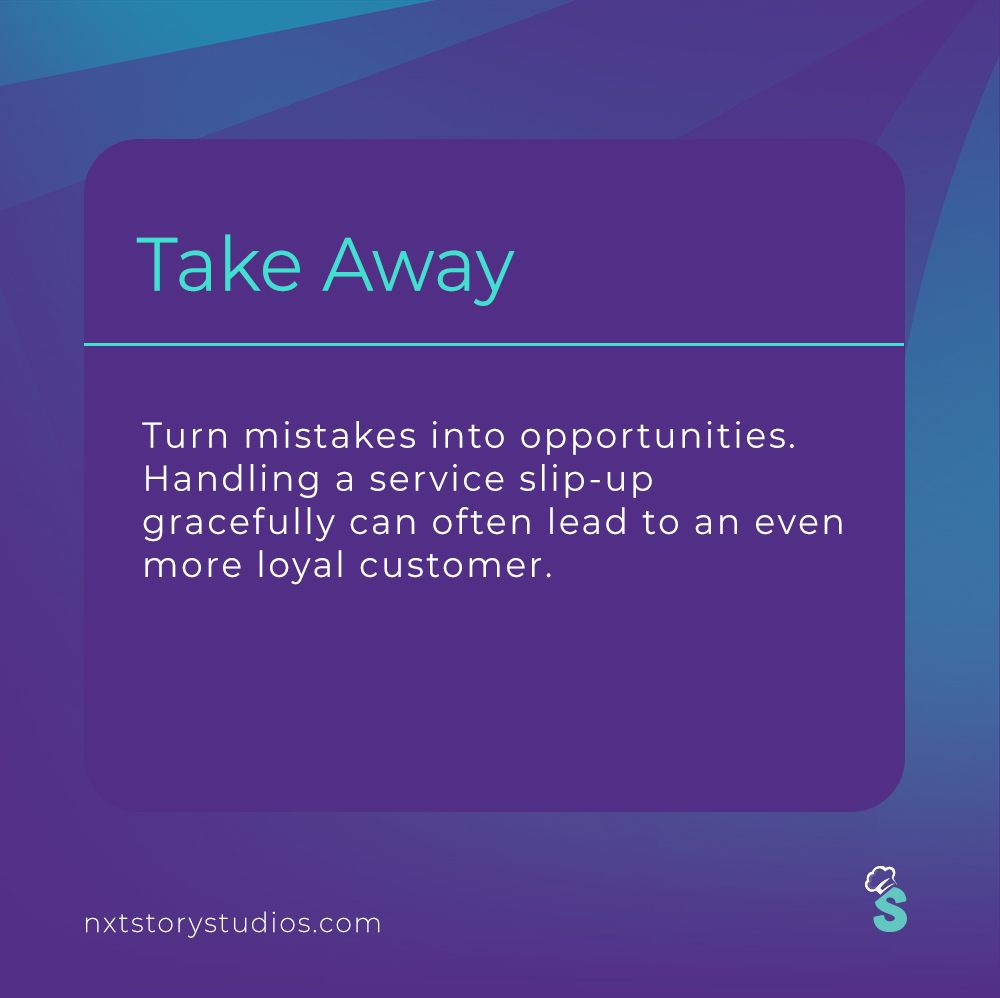 NxtstoryStudios's tweet image. Turn mistakes into opportunities. Handling a service slip-up gracefully can often lead to an even more loyal customer. #ServiceRecovery #HospitalityManagement
