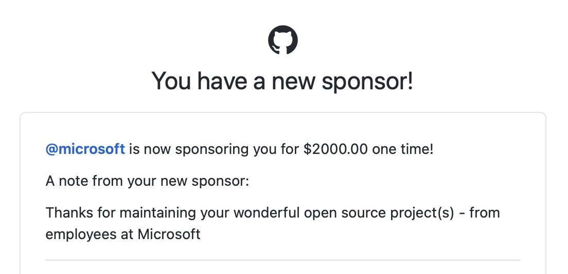 Thank you Microsoft for supporting my open source!
Will continue to maintain 👨🏼‍💻