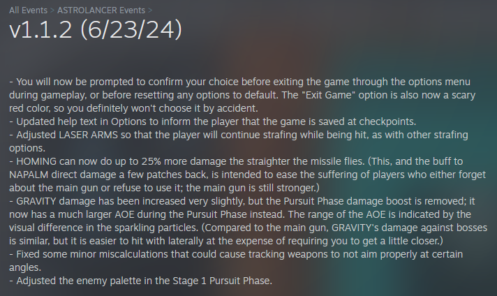 StudioHexeye's tweet image. A small ASTROLANCER patch just before the Summer Sale starts.