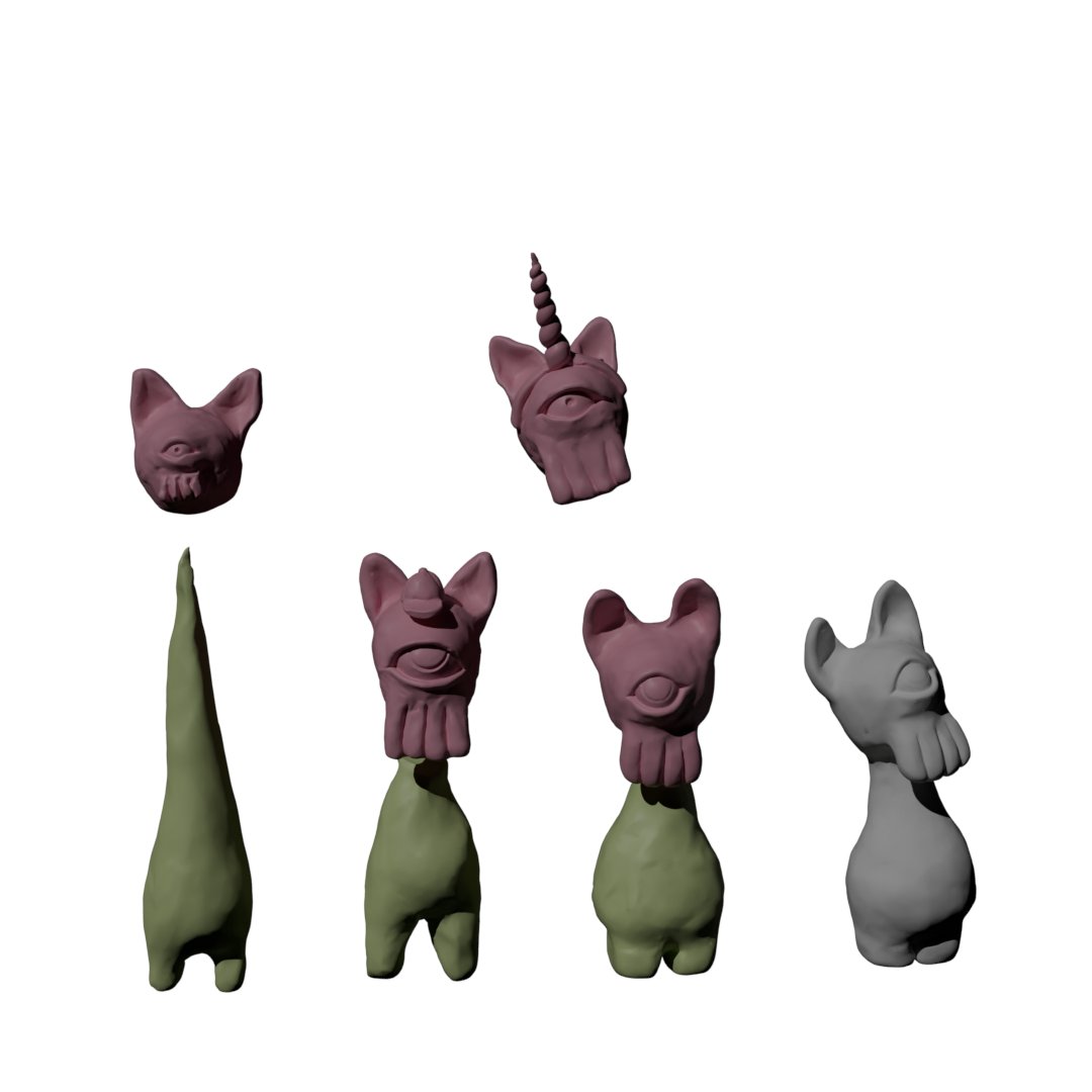 MasonLindroth's tweet image. Sculpting #hylics tyros today with my beloved partner @Asteriiums ! I animated one of theirs in Blender 💖👁️
