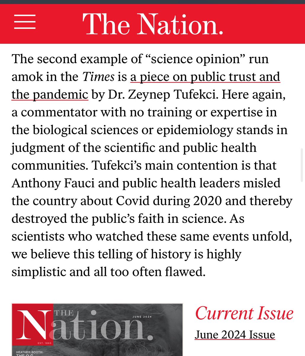DrEricDing's tweet photo. 📍 The New York Times Is Failing Its Readers Badly on Covid

📌“Example of ‘science opinion’ run amok in the [NY Times] is a piece… by Zeynep Tufekci, a commentator with no training in biological science or epidemiology… ➡️Tufekci plays into the hands of the anti-science politicians who now seek vengeance on the flimsiest of grounds.”

By GREGG GONSALVES and JOHN P. MOORE
https://t.co/dI6TBX73cO