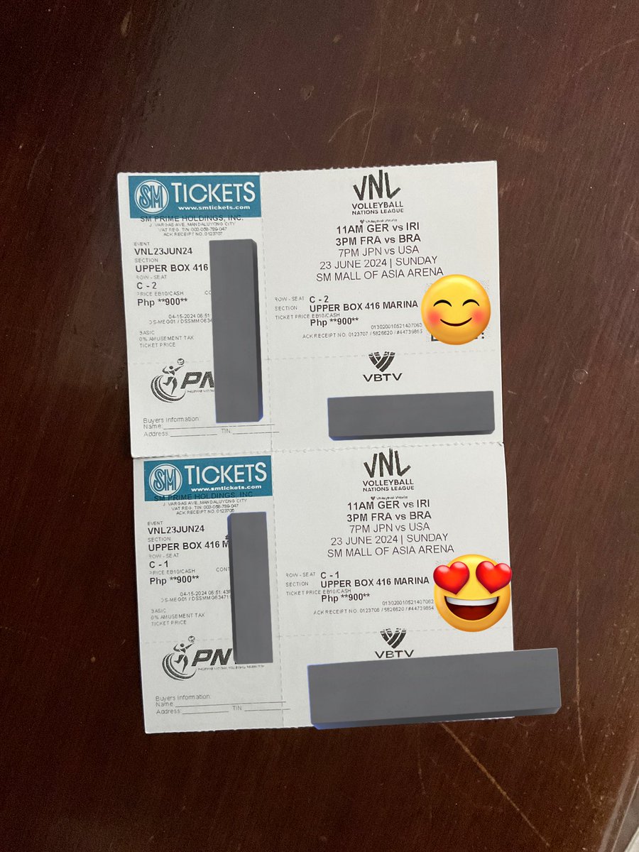 sunkyucartz's tweet photo. WTS LFB PH

VNL 2024 JUNE 23 GAMES 

USA VS JAPAN
2 UPPER BOX TICKETS 
416 C1, C2

₱1200 EA 
FOR MEET UP ONLY!!

Price is negotiable for sure buyers https://t.co/dz4c3hX6cG