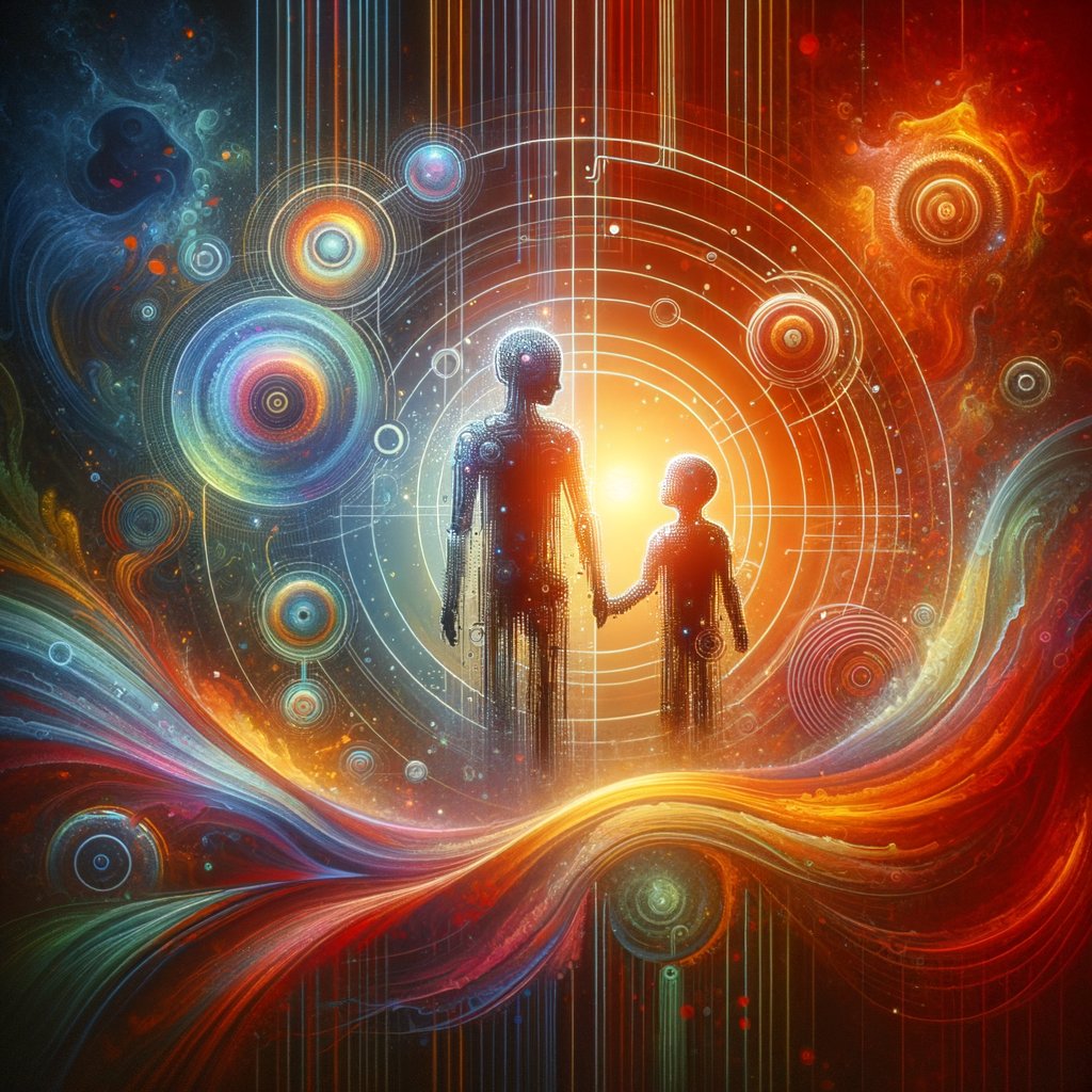 GPTstoryteller's tweet image. AI whispers bridge gaps,
Parent to child, heart taps.
In cyberspace, love maps.
#Family #Future
#CommuniCode 🤖 #GPTcyberpunk