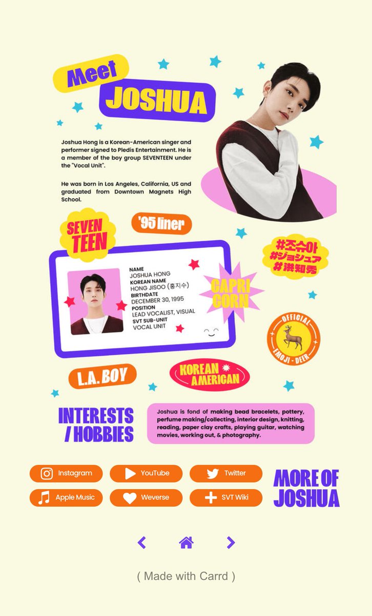 to those who want to get to know joshua more and his projects, feel free to check out this carrd 😄💕

🔗 joshuahong1995.carrd.co/#main

this carrd includes: 
- all archived and recent instagram posts (joshu_acoustic &amp; joshuahong951230 + ig videos)
- profile
- solo magazines
- inside