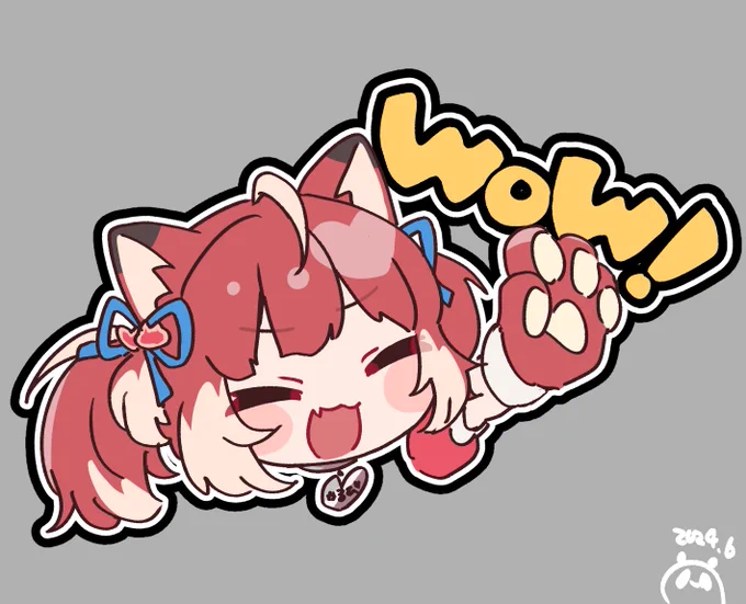 せっかく描いたので絵単体もあげる!ワオって思った時に使える(?)かるびチャン#karunyart 