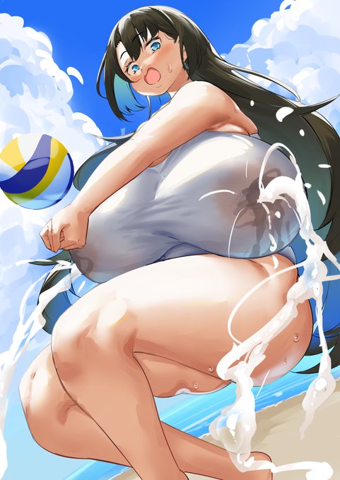 ビーチバレー中にボールを受けたら勢いあまって母乳を噴き出す葵さんです^^ 