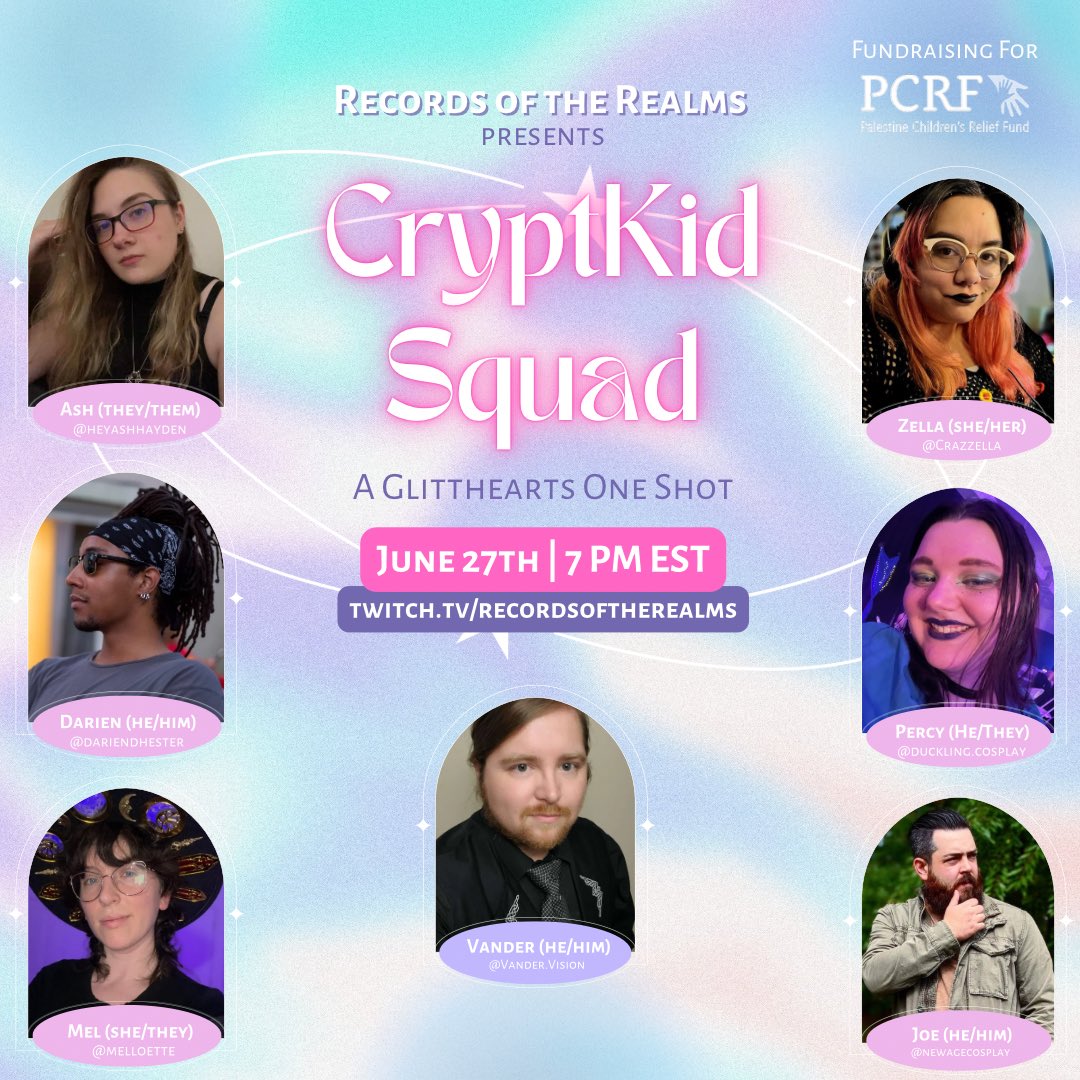 RecordsofRealms's tweet image. We’ve got two more one shots before our Pride Month Fundraiser comes to a close with a new installment of our main campaign! Join us Sunday June 23rd at 7:30pm EST for some Godkiller and Thursday June 27th at 7pm EST for more Glitterhearts!