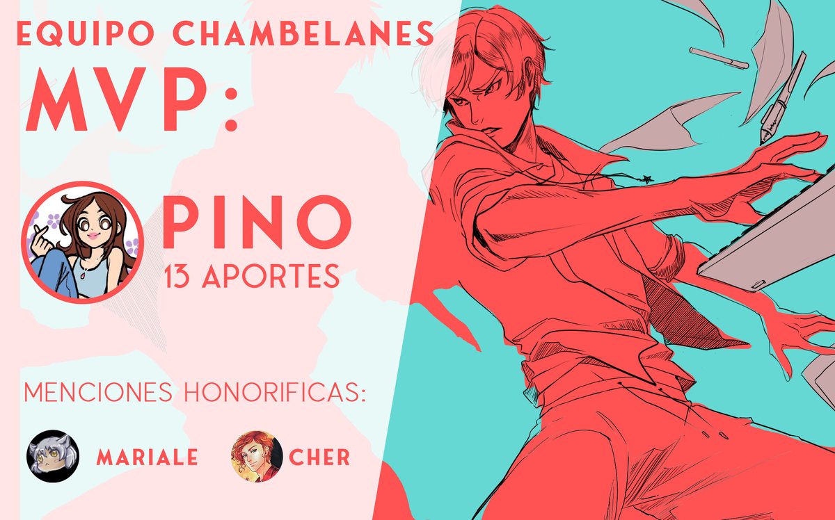 _LatinHetalia's tweet photo. Igualmente, el MVP de los Chambelanes de Caramelo fue @Pinewerywhere , con 13 aportes totales. Bien hecho! ✨
Las menciones de honor van para: 
@MariAle_art y @cherrysplashart https://t.co/e7mel8wIo1