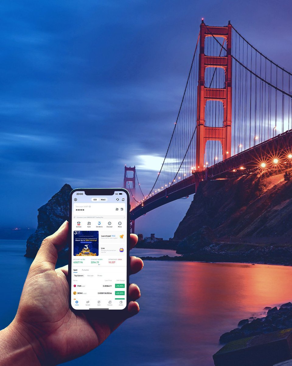 CoinstoreExc's tweet photo. Trade from the iconic Golden Gate to anywhere in the globe with Coinstore! 🌉

✨ Your gateway to the world of crypto is at your fingertips, anytime, anywhere. https://t.co/NX1pPJA4TF
