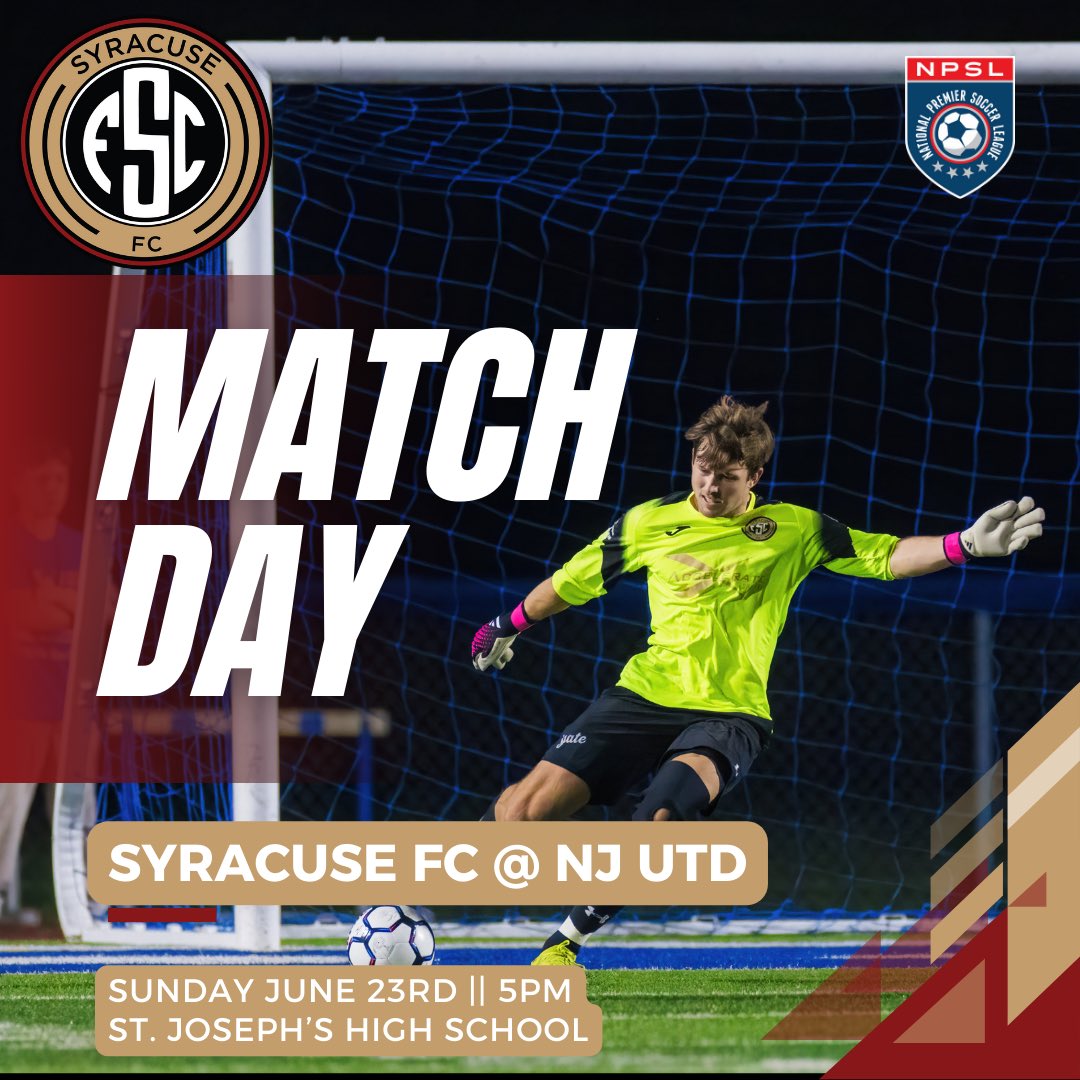 Syracuse_FC's tweet photo. It’s a double matchday weekend, but today it’s time for an NPSL showdown. 🚗 Pack your bags because we’re on the road to The Garden State. 💼
⚽️: @npslsoccer 
🆚: @NJUnitedAC 
📍: St. Joseph’s High School (Metuchen, NJ)
⏰: 5pm Kickoff
.
.
📸: @itsrichimages 
#SyracuseFC #NPSL https://t.co/pHfgAnOYam
