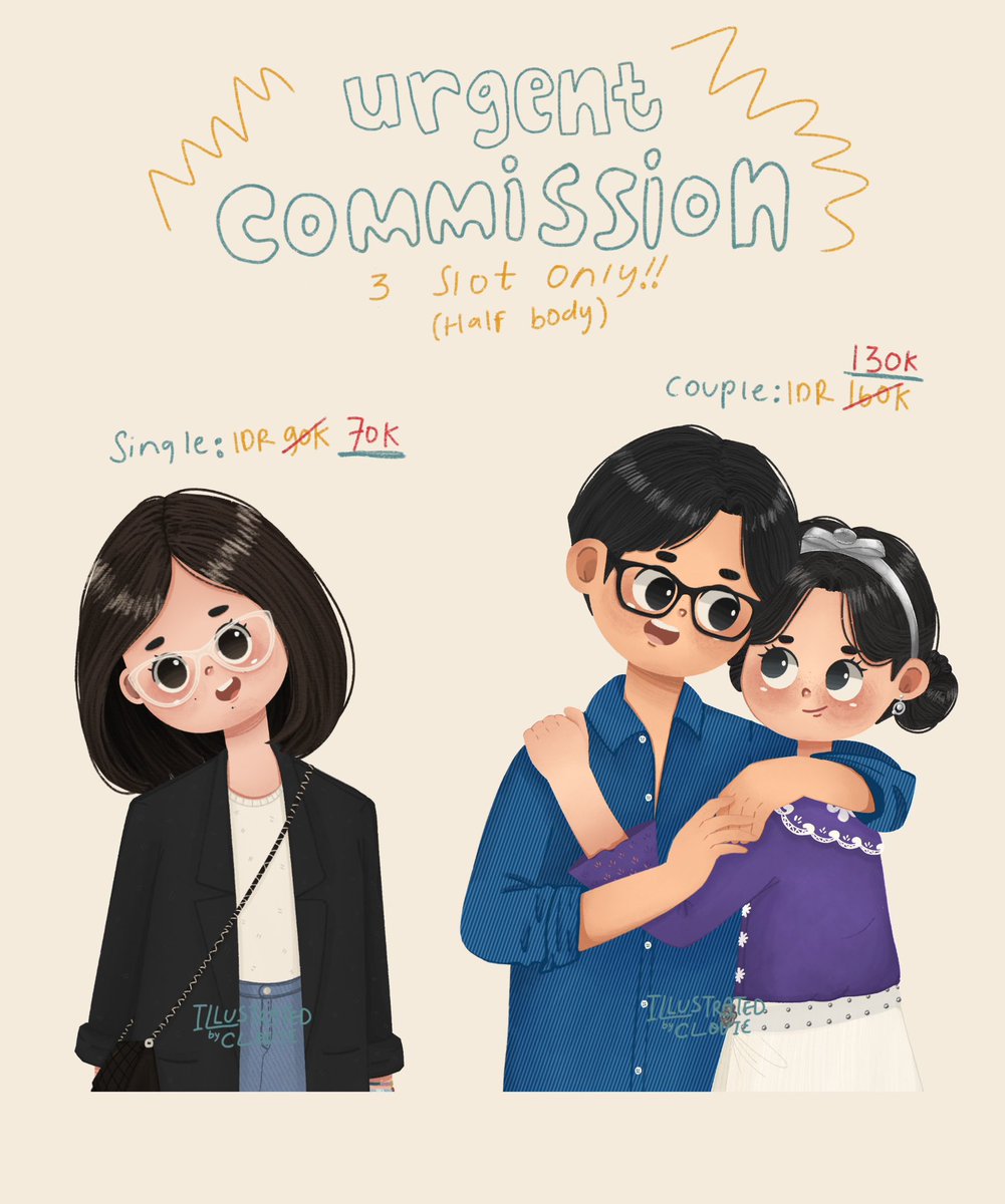 (Help Like/repost, thank u^^)

Urgent Commission 3 slot untuk halfbody, local only 💥 #artidn #urgentcommission