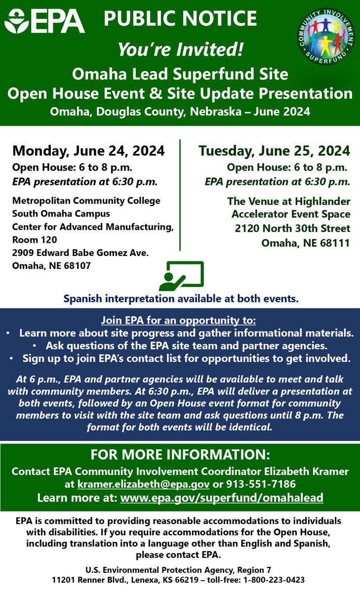 If you are able to make this open house we encourage you to do so. Monday 6/24/24. We know there are Chatchimers committed to environmental justice for North Omaha. Get your questions ready.