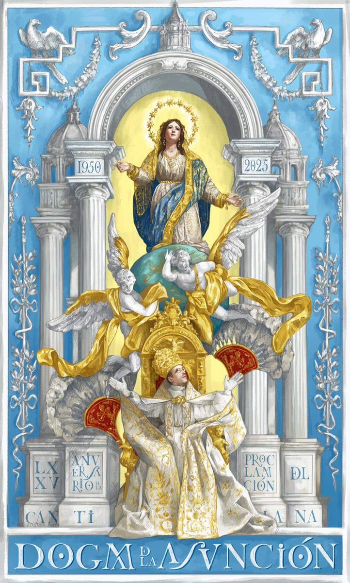 Cartel del 75 aniversario del dogma de la Asuncion @asuncioncanti Obra de a Ricardo Pueyo