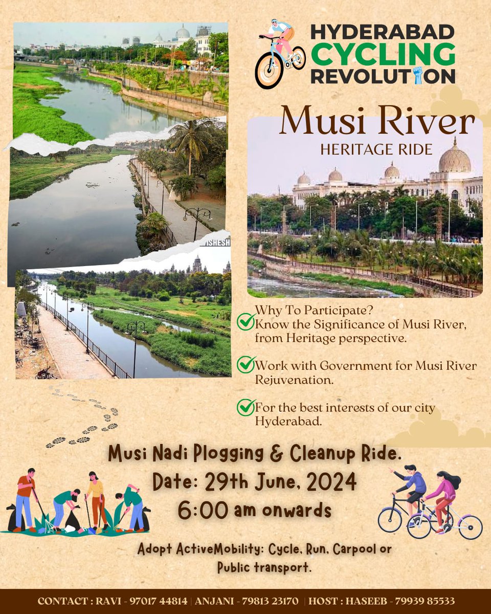 HydcyclingRev's tweet photo. #CyclingCommunityOfHyderabad x #Musi Riverfront Development Corporation Limited #MRDCL
Promoting Hyderabad #Heritage through Bicycle 🚲 #ActiveMobility
@MD_MRDCL @HMDA_Gov @TelanganaCMO @md_hgcl @sselvan @Ravi_1836 @Anjani_Tsn @historianhaseeb @CommissionrGHMC https://t.co/9hshmXAq53