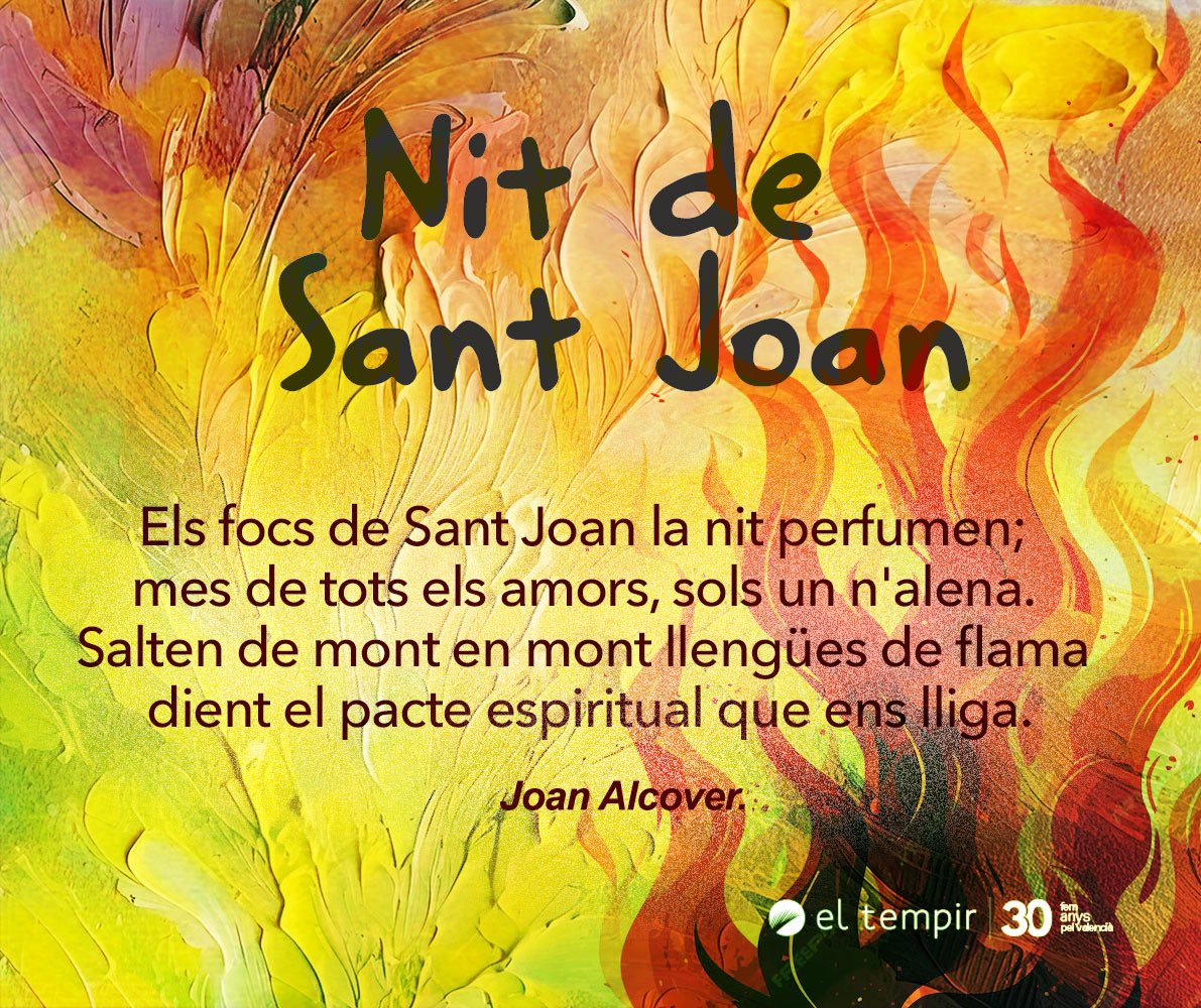 Amb vells rituals, coques, fogueres, banys a la platja... celebrem l'arribada de l'estiu. Vos desitgem una #NitdeSantJoan ben màgica, alegre i que, a la llum de les fogueres, ens reconeguem com a pobles germans els qui compartim llengua i cultura. Bon #SantJoan! Bona revetla!