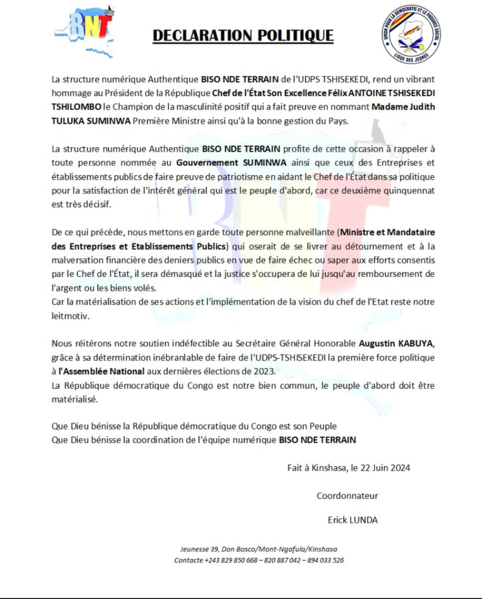 NtamuMonta17664's tweet image. RDC🇨🇩
Défendre la République,c'est notre devoir car nous avons qu'un seul pays la RDC🇨🇩 @fatshi13 @SuminwaJudith @AugustinKabuyaT @erik_nyindu @kizpaka @BillyKambale1 @FreddyShembo @ALINGETEJULES_K @juantedbelkas @KabendaI @kamba82 @TopCongo @dan45104
#Cellcom Biso NDE TERRAIN