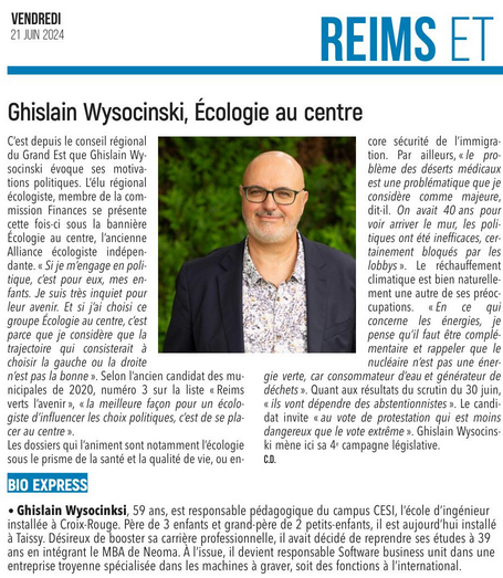GWysocinski's tweet photo. Un grand merci au journal l'Union pour avoir su synthétiser brillamment une interview de 20 minutes !
https://t.co/iZN7SRItGW
#EcologieAuCentre https://t.co/IoqLQdIRXW
