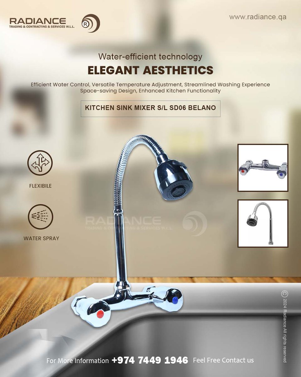 Introducing the Kitchen Sink Mixer, S/L SD06 BELANO: 💦🚰Elevate your kitchen with seamless functionality and style. Crafted with precision engineering, it effortlessly combines elegance and practicality for a superior washing experience.