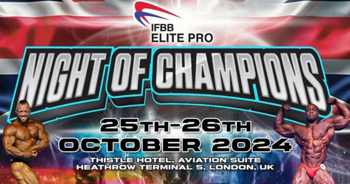 themusclenews70's tweet image. 2024 IFBB Elite Pro Night of Champions UK:  25-26 October 2024 evolutionofbodybuilding.net/2024-ifbb-elit… via @evbodybuilding #bpa #ifbbelitepro #nightofchampions #bodybuilding