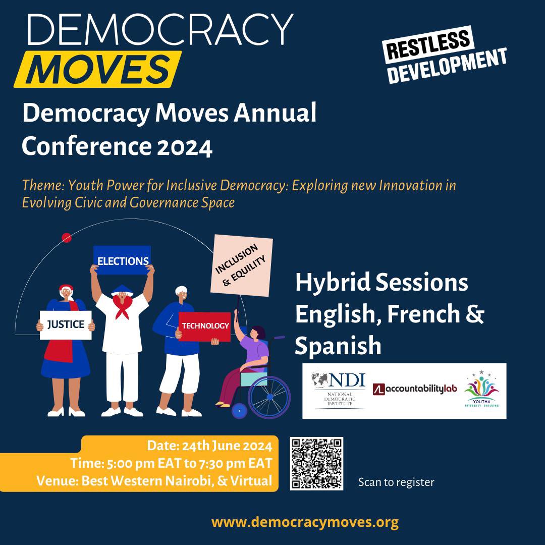 We’re a proud sponsor of this year #DemocracyMovesAnnualConference on Youth Power for Inclusive Democracy hosted by <a href="/democracy_moves/">Democracy Moves</a> &amp; <a href="/Restless_Uganda/">Restless Development</a>. 

Shout out to co-sponsors <a href="/NDI/">National Democratic Institute</a> &amp; <a href="/AccountLab/">Accountability Lab</a>.

Let’s “Explore new Innovation in Civic &amp;Governance Space".

#DemocracyMoves2024
