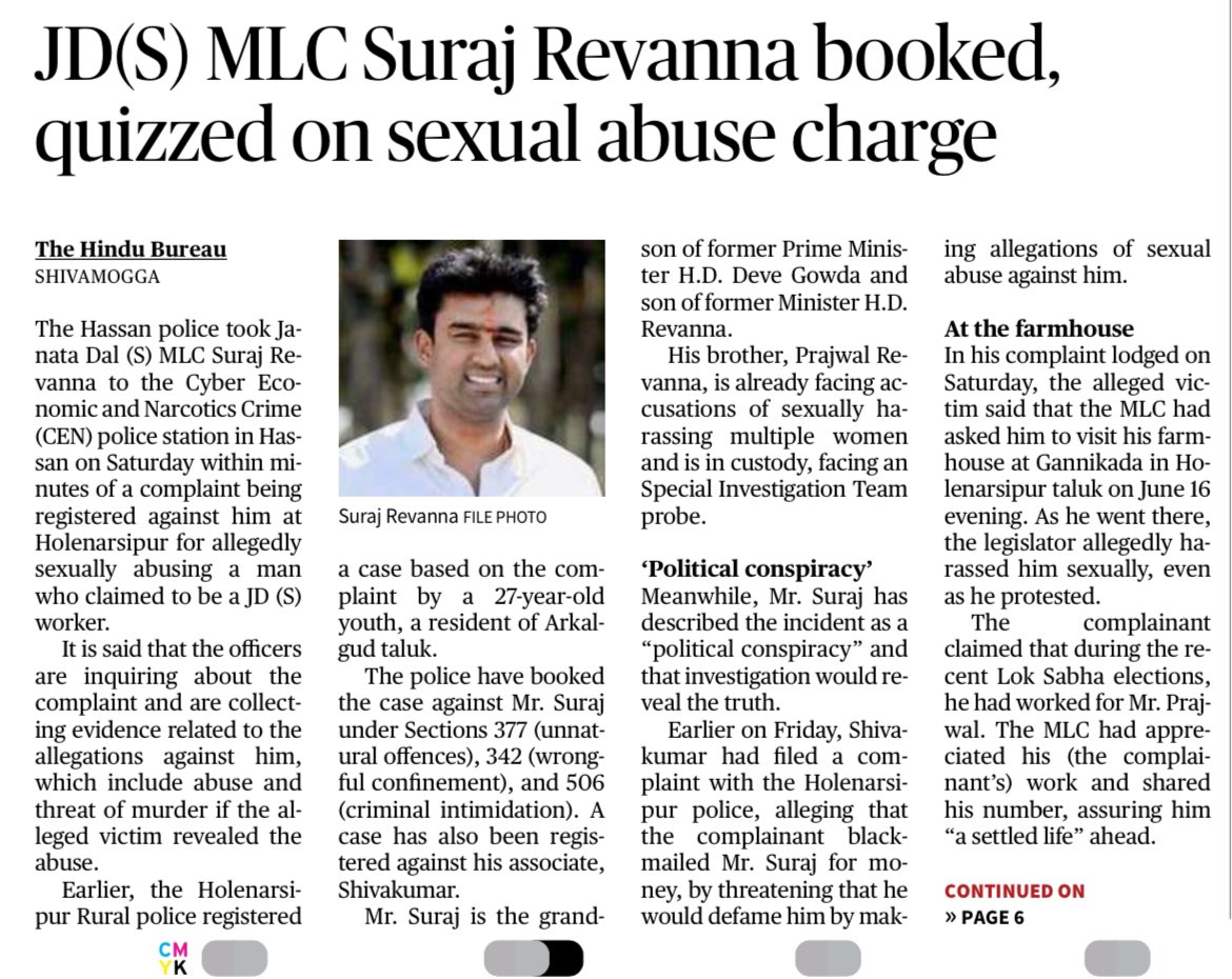 NehaKoppula's tweet image. Karnataka MLC Suraj Revanna booked for allegedly sexually abusing a man who claimed to be a JDS worker

#ModiKaParivar