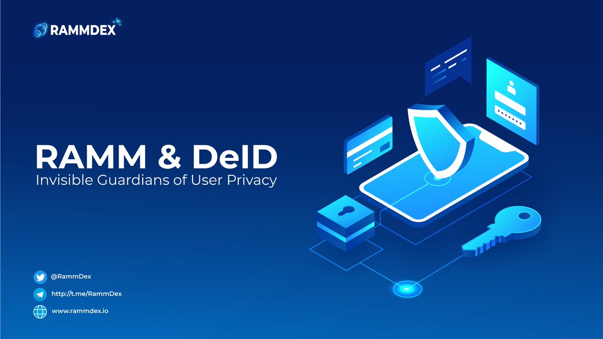 RammDex's tweet photo. RAMM @RammDex🦋  
Risk Automated Market Maker

RAMM & DeID - Invisible Guardians of User Privacy! 🛡️👥

In a rapidly advancing technological world, safeguarding personal privacy has become increasingly paramount. 🔒

The collaboration between RAMM and DeID has erected a sturdy "shield" to protect user trust. 🛡️ Through web3 integration, RAMM and DeID shield users' assets and personal information from any threats. 🛡️🔐 Privacy now stands as an unwavering commitment within the RammDex platform! 💪✨