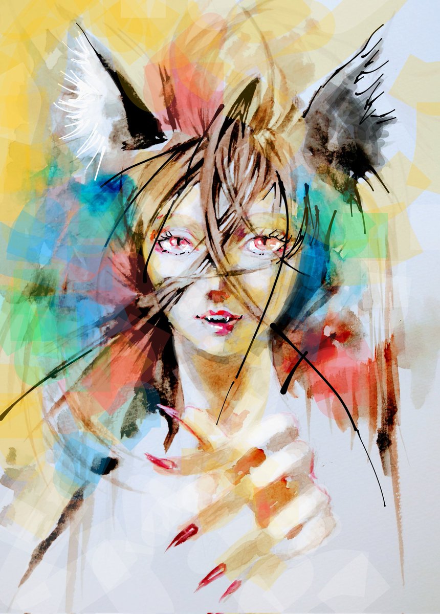 unitosarasa's tweet image. 獰猛狼少女
「ごめーん月を見るとつい」

#DRAWING　#WATERCOLORS　#SMARTPHONEprocessing