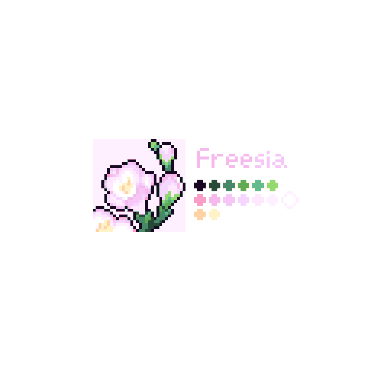 kayoluhataso's tweet photo. フリージア
#dotpict #ドット絵 #pixelart 
ドット絵とタイムラプス https://t.co/oGTuL4COUR