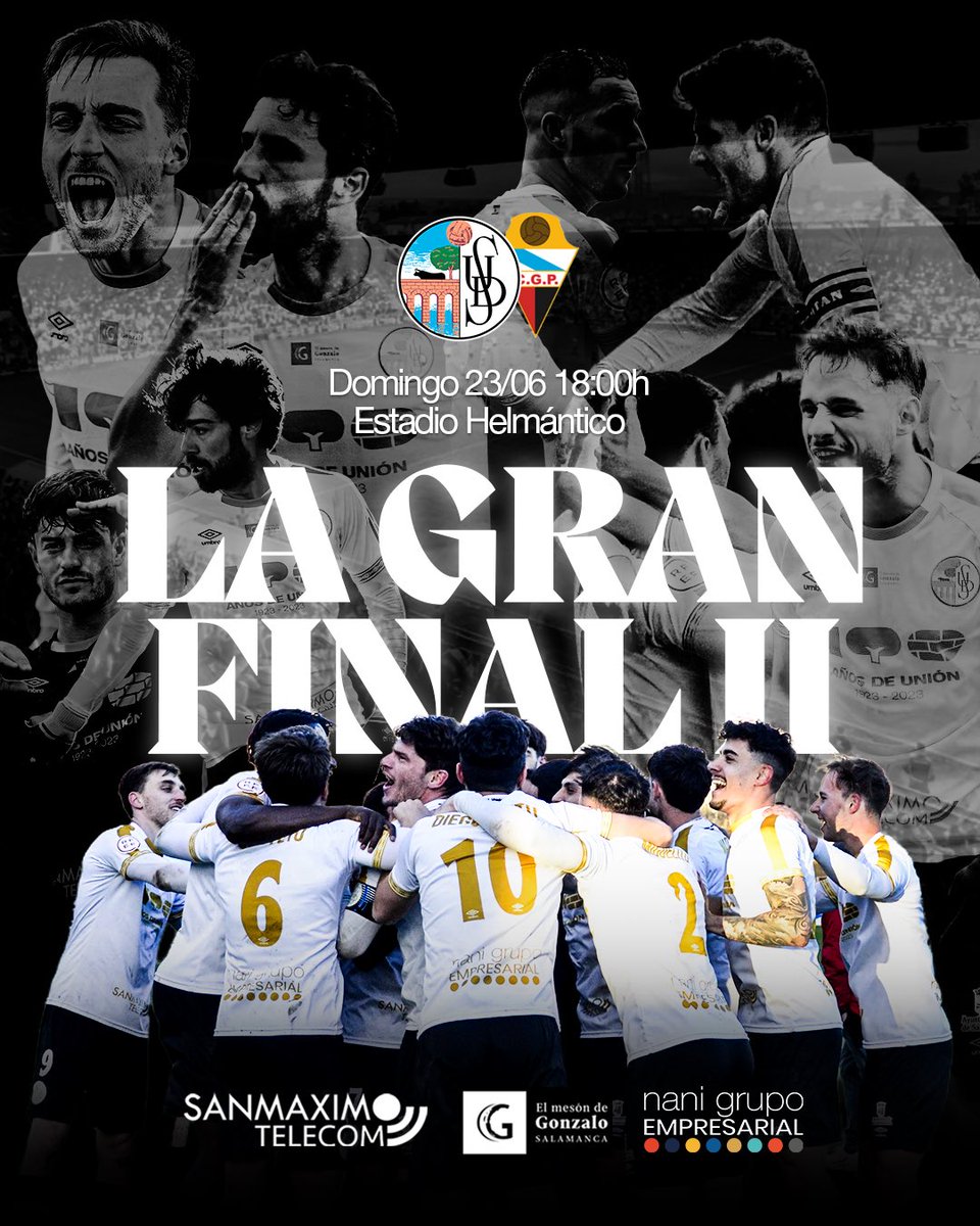 🤍🖤 DÍA DE UNIÓN 🤍🖤

🔥🔥 La ll Gran Final 🔥🔥

🏆 PlayOff Final Nacional-Vuelta
🆚 @granpenafc 
📆 23/06
⏰ 18:00h
🏟 Helmántico

#TodosAUna 👊🏼🤍🖤  
#SalamancaEsDeLaUnion